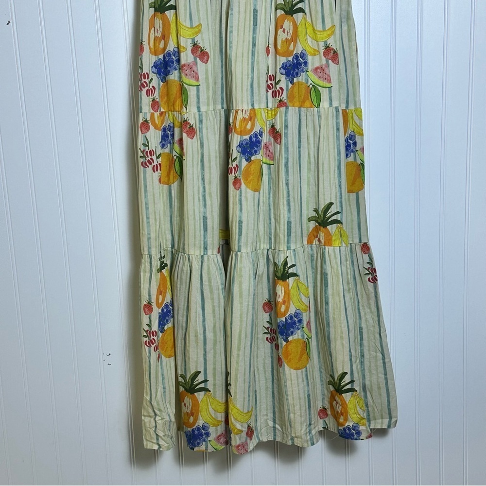 World Market Resort Stripe Fruit Print Midi Dress L/XL  Cotton Casual - Picture 8 of 9